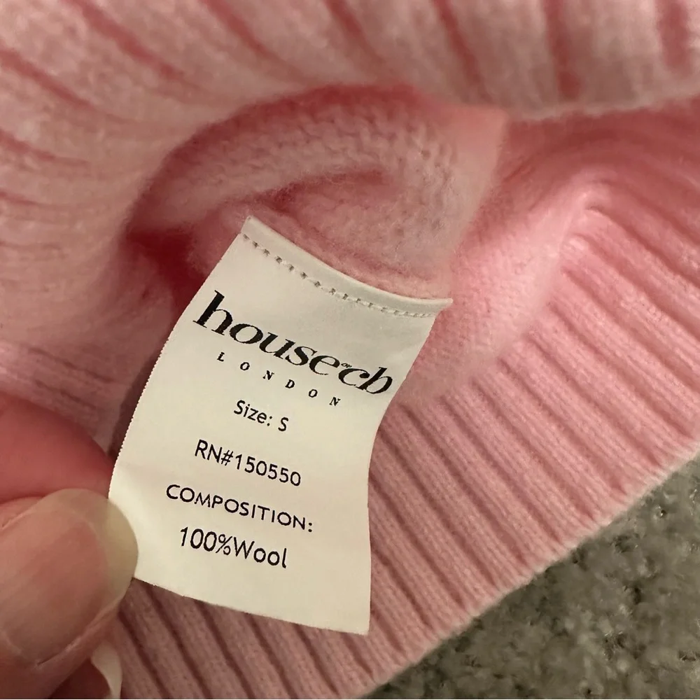 House of CB London ALLIANA Pink Cropped Wool Cardigan Women's Small Feminine